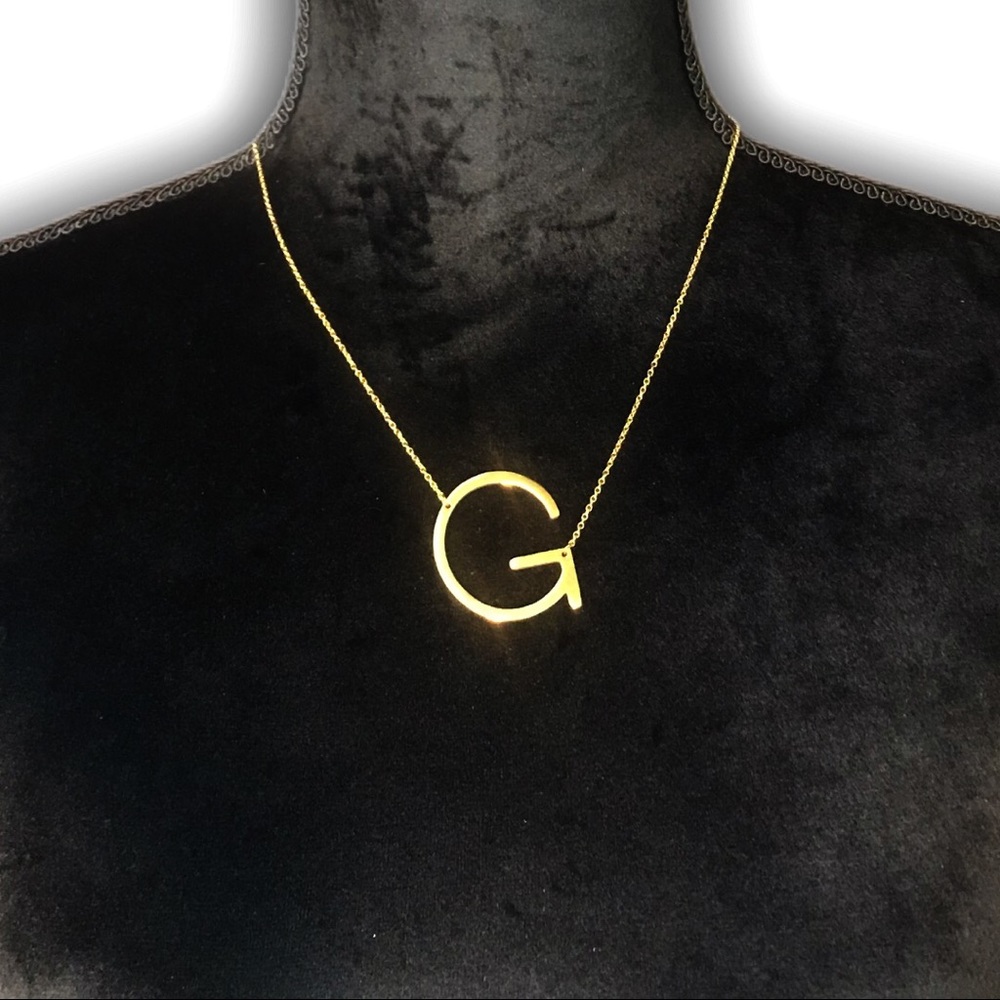 Gold Initial Pendant Necklace Letters A-Z - Picture 1 of 8